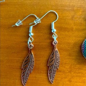 Bronze feather earrings